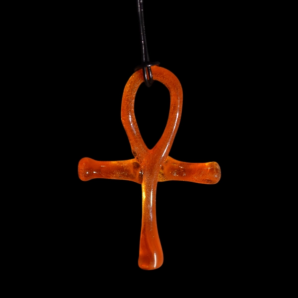 Pendentif en verre - Ankh orange