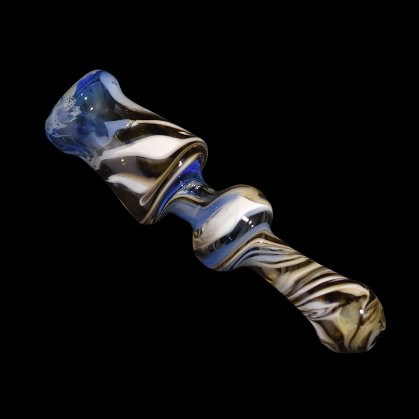 chillums en verre zébre bleu