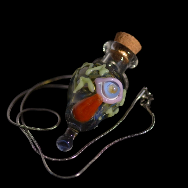 Pendentif en verre - fiole oeil