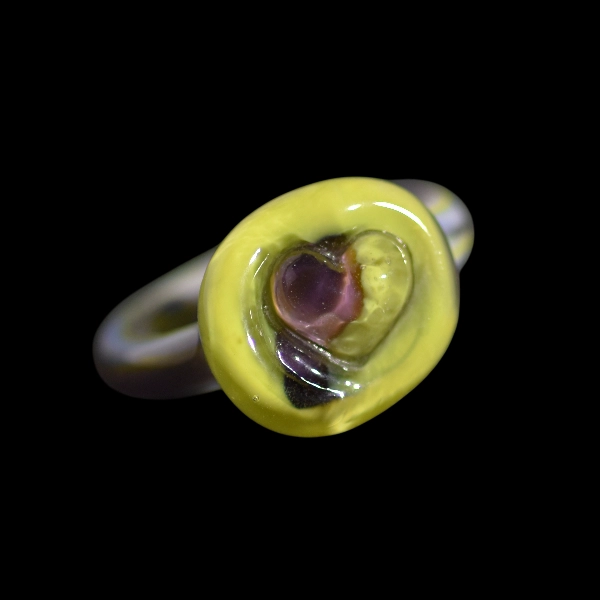 bague en verre coeur dual