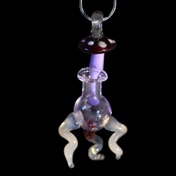 Pendentif en verre - fiole amanite