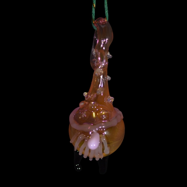 ornement en verre gnome rose